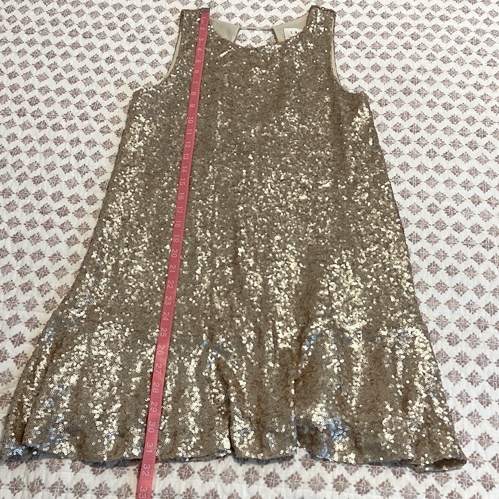 Lost + Wander Champagne Gold Sequin Shift Mini Dress XS Open Back Party NYE Glam - Picture 15 of 17